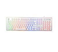 ISABELLE Clavier Mécanique Filaire USB Clavier Retro-Éclairé Gamer Professionel Keybord Etanche Haute Performance Blanc