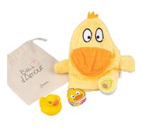 ISABELLE LAURIER - Cadeau de Naissance pour Nouveau-né - Set de Bain Canard pour Bébé et Enfant - Gant de Toilette, Jouet de Bain, Serviette Magique et Galet Effervescent - Idéal pour Fille et Garçon