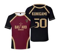 Isagi Yoichi T-Shirt Rin Itoshi T-Shirt Anime Michel Caesar Tee Shirt Seishiro Nagi T-Shirts Hommes Noir Rouge Maillots T-shirts avec lignes dorées Col rond Manches courtes T-shirt de sport d'été