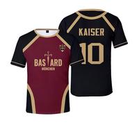 Isagi Yoichi T-Shirt Rin Itoshi T-Shirt Anime Michel Caesar Tee Shirt Seishiro Nagi T-Shirts Hommes Noir Rouge Maillots T-shirts avec lignes dorées Col rond Manches courtes T-shirt de sport d'été