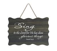 Isaiah 12:5 Sing to The Lord for He Has Done Glorious Things Panneau de bienvenue en bois rustique pour porte d'entrée, porche, décoration murale, panneau en bois pour école, salle de classe, café