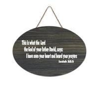 Isaiah 38:5 Panneau de bienvenue en bois rustique avec inscription « This Is What The Lord, The God of Your Father David » pour porte d'entrée, porche, décoration murale, panneau en bois pour école