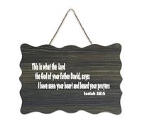 Isaiah 38:5 Panneau de bienvenue en bois rustique avec inscription « This Is What The Lord, The God of Your Father David » pour porte d'entrée, porche, décoration murale, panneau en bois pour école