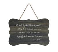 Isaiah 40:11 Panneau en bois imprimé « He Tends His Flock Like A Shepherd He Gathers The Lambs in His Arms And Carries Them » - Décoration murale rustique en bois - Pour bureau, nouvelle maison - 15,2