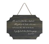 Isaiah 40:11 Panneau en bois imprimé « He Tends His Flock Like A Shepherd He Gathers The Lambs in His Arms And Carries Them » - Décoration murale rustique en bois - Pour bureau, nouvelle maison - 15,2