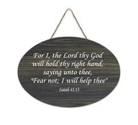 Isaiah 41:13 Panneau en bois rustique à suspendre avec citation « For I The Lord Thy God Will Hold Thy Right Hand, Saying Unto Thee, Fear Not » - Décoration murale en bois pour salon, chambre à