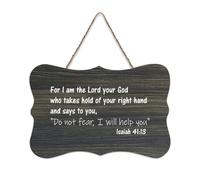 Isaiah 41:13 Panneau mural en bois rustique avec citations en bois avec inscription « For I Am The Lord Your God Who Takes Hold of Your Right Hand And Says to You » 15,2 x 25,4 cm