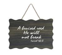 Isaiah 42:3 Panneau de bienvenue en bois rustique « A Bruised Reed He Will Not Break » pour porte d'entrée, porche, décoration murale, style shabby chic pour école, salle de classe, café, maison, 15,2