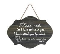 Isaiah 43:1 Fear Not, for I Have Redeemed You, I Have Called You by Name, You Are Mine Panneau de bienvenue en bois rustique pour porte d'entrée, porche, mur, école, salle de classe, club de café