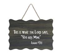 Isaiah 43:1 Plaque murale imprimée en bois rustique avec citations « This Is What The Lord Says, You Are Mine » - Décoration d'intérieur - 15,2 x 25,4 cm