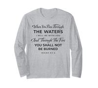 Isaiah 43:2 The Waters I Will Be with You Verse de Foi de la Bible Manche Longue