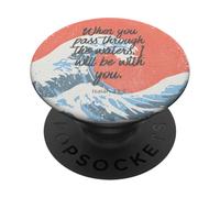 Isaiah 43 2 Verset biblique océan Vintage Foi chrétienne PopSockets PopGrip Adhésif