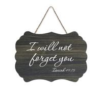 Isaiah 49:15 Décoration murale imprimée « I Will Not Forget You » en bois rustique avec citations d'art mural moderne pour bureau, nouvelle maison, cadeau, 15,2 x 25,4 cm