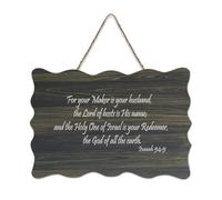 Isaiah 54:5 Panneau en bois de ferme avec inscription « For Your Maker Is Your Husband The Lord of Hosts Is His Name And The Holy One of Israe » - 15,2 x 25,4 cm