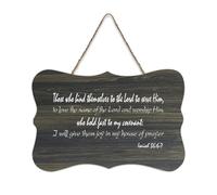 Isaiah 56:6 7 Those Who Bind Themselves to The Lord to Serve Him Love The Lord Hold Fast to My Co Farmhouse Panneau en bois à suspendre pour porte de bureau, décoration d'intérieur, 15,2 x 25,4 cm
