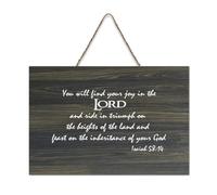 Isaiah 58:14 Panneau en bois avec inscription « You Will Find Your Joy in The Lord And Ride in on The Heights of The Land » - Décoration murale à suspendre pour porte de bureau, décoration d'intérieur