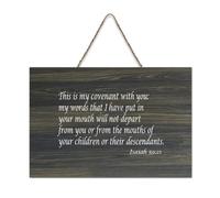 Isaiah 59:21 Panneau en bois rustique à suspendre avec inscription « This Is My Covenant with You : My Words That I Have Put in Your Mouth Will Not Depart Fr » 15,2 x 25,4 cm