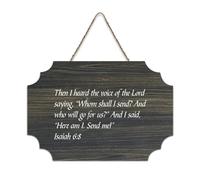 Isaiah 6:8 Then I Heard The Voice of The Lord Saying Panneau décoratif en bois rustique à suspendre pour salon, chambre à coucher, porte, fenêtre, maison, pendaison de crémaillère 15,2 x 25,4 cm