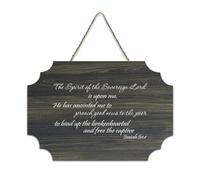 Isaiah 61:1 The Spirit of The Sovereign Lord Is on Me He Has Anointed Me to Preach Good News to The Plaque murale en bois rustique Décoration d'intérieur 15,2 x 25,4 cm