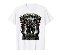 Isaïe 43 2 Pompier prière feu Drapeau Patriote Verset T-Shirt Graphique avec Valeur, Homme, Blanc, S