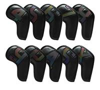 ISAKEN 10 pièces Housses pour Tête de Club de Golf Couvre de Protection Golf Couvertures De Club De Golf Protection des Clubs Headcover Set avec Chiffres Lettres Imprimées Capuchon de Golf