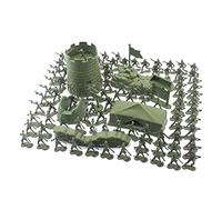 ISAKEN 100 Pièces Soldat Militaire Modèle Jouet Ensemble, Militaire en Plastique Jouet avec Soldats Figurines Militaires Tanks Drapeaux Sac de Rangement et Accessoires de Bataille