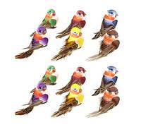 ISAKEN 12Pièces Petits Oiseaux Realistes, Oiseaux Décoratifs à Plumes Petits Oiseaux Artificiels, Oiseaux Artificiels De Plumes en Mousse pour Décoration De Maison Jardin fête de Mariage Ornement