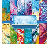 ISAKEN 24 Papier Marbré Texture Dorée Multi-Colored pour Scrapbooking, Découpage et Décor - Autocollants et Bloc de Fond Décoratif