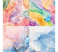ISAKEN 24 Papier Scrapbooking Marbré Texture Dorée Papier Scrap Multi-Colored Découpage, Scrapbooking Décor Papier Autocollants Papier De Fond De Scrapbooking Décoratif Bloc Papier