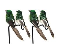 ISAKEN 4 Pièces Petits Oiseaux Realistes, Oiseaux Décoratifs à Plumes Petits Oiseaux Artificiels, Oiseaux Artificiels De Plumes en Mousse pour Décoration De Maison Jardin fête de Mariage