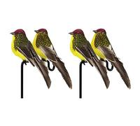 ISAKEN 4 Pièces Petits Oiseaux Realistes, Oiseaux Décoratifs à Plumes Petits Oiseaux Artificiels, Oiseaux Artificiels De Plumes en Mousse pour Décoration De Maison Jardin fête de Mariage
