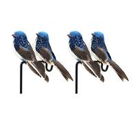 ISAKEN 4 Pièces Petits Oiseaux Realistes, Oiseaux Décoratifs à Plumes Petits Oiseaux Artificiels, Oiseaux Artificiels De Plumes en Mousse pour Décoration De Maison Jardin fête de Mariage