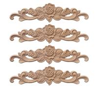 ISAKEN 4PCS Sculpté D'angle Décalque de Sculpture Applique d'angle de Sculpture,Décalcomanies D'angle de Sculpture en Bois,Sculpture Applique pour Décoration Meuble Porte et Lit