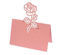 ISAKEN 50Pcs Marque Place Mariage Carte de Marque Place Forme Rose Ajouré Décoration de Table Carte de Siège Nom de la Carte Place de Cartes Porte Nom de Table en Papier pour Mariage Partie Fêtes