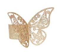ISAKEN 50pcs Ronds de Serviette Papier 3D Papillon, Anneau de Serviette Porte Serviette Décoration de Table Rond Serviette de Table Mariage pour Mariage Banquet Dîner Anniversaire Fête Noël