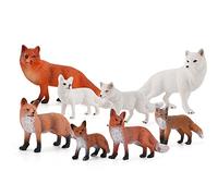 ISAKEN 8pcs Figurines de Renard, Renard Jouet Figurines Renard Animaux Figures Simulation Faune Renard Modèle Ornements pour Enfants Renard Jouet Playset Décoration modèles d'animaux de la Forêt