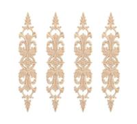 ISAKEN Applique de Moulures en Bois Sculpté,Moulure Decorative Boisapplique de Sculpture sur Bois,appliques de Sculpture en bois de meubles Décalcomanies de Sculpture pour Armoire,4PCS