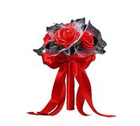 ISAKEN Bouquet de Mariée Bouquet Mariage pour Mariée, Faux Rose Fleur Bouquet de Mariée Artificiel Mariage Tenant des Fleurs pour Mariage, Mariage De Mariée Rose Artificielle Tenant