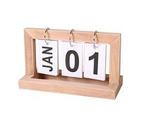 ISAKEN Calendrier perpétuel de Bureau Vintage en Bois, Calendrier à Rabat Calendrier de l'avent en Bois Calendrier de Bureau perpétuel en Bois, Tableau à Feuilles Mobiles Calendrier perpétuel