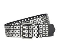 ISAKEN Ceinture Punk Femme Homme Ceinture Rock avec Boucle en Métal Ceinture en Cuir avec Clous pour Jeans Shorts Style Punk Pantalon, Noir - C, M