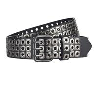 ISAKEN Ceinture Punk Femme Homme Ceinture Rock avec Boucle en Métal Ceinture en Cuir avec Clous pour Jeans Shorts Style Punk Pantalon, Noir - A, M