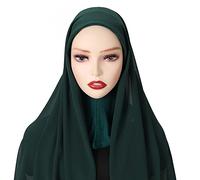 ISAKEN Foulard Mousseline Femmes Musulmane Hijab Foulard à Enfiler pour Femmes Musulmane Voilée Châle Islamique Voile Femme Musulmanes Hijab Casquettes Foulards islamiques avec bonnet intégré