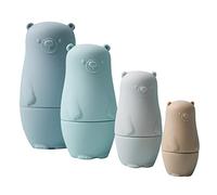 ISAKEN Lot de 4 poupées Russes en Silicone, Jouet de Poupées Gigognes Montessori Poupées Gigognes Silicone Dessin animé Mignon Animaux Russe Matriochka empilable poupées Cadeaux pour Enfant
