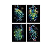 ISAKEN Lot de 4 tableaux à gratter en papier - Cadeau cool pour enfants - Pour adultes - Arc-en-ciel - Papier à gratter pour adultes - Pour projets de bricolage