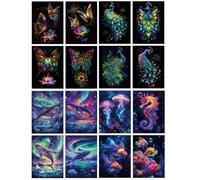 ISAKEN Lot de 4 tableaux à gratter en papier - Cadeau cool pour enfants - Pour adultes - Arc-en-ciel - Papier à gratter pour adultes - Pour projets de bricolage