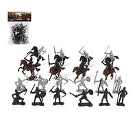 ISAKEN Mini Guerrier Médiéval Ancien Soldat Modèle, Figurines Militaires Médiévales avec Cheval, Jouet Statique pour Enfants, Cadeau d'Anniversaire