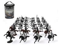 ISAKEN Mini Guerrier Médiéval Ancien Soldat Modèle, Jouet Statique Militaire avec Figurines et Cheval - Cadeau d'Anniversaire pour Enfants