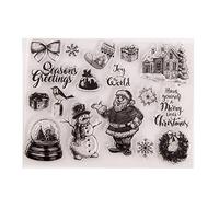 ISAKEN Tampons Transparent Silicone Noel, Tampons Clear Scrapbooking Stampin, Timbre Silicone Joint Scrapbooking, Clear Stamps Tampons Transparent à Thème Noël pour Noel Scrapbooking Carte Cadeau
