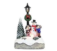 ISAKEN Village de Noël Lumineux, Maisons de Village de Noël avec éclairage LED, Maison de Village de Noël en résine, Accessoires de Village de Noël à Piles pour Maison de Noël