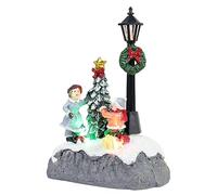ISAKEN Village de Noël Lumineux, Maisons de Village de Noël avec éclairage LED, Maison de Village de Noël en résine, Accessoires de Village de Noël à Piles pour Maison de Noël